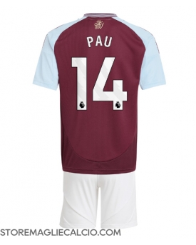 Aston Villa Pau Torres #14 Maglia Gara Casa Repliche 2024-25 Bambino Maniche Corte